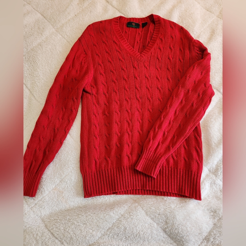 Abercrombie & Fitch Vintage Red 90s Cable Knit Sweater Unisex Size Large